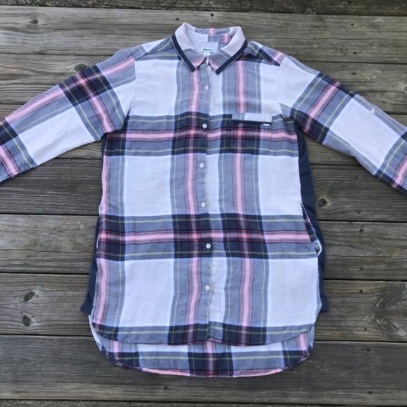 DKNY Women Button Front Shirt Dress Plaid Top - Picture 2 of 8